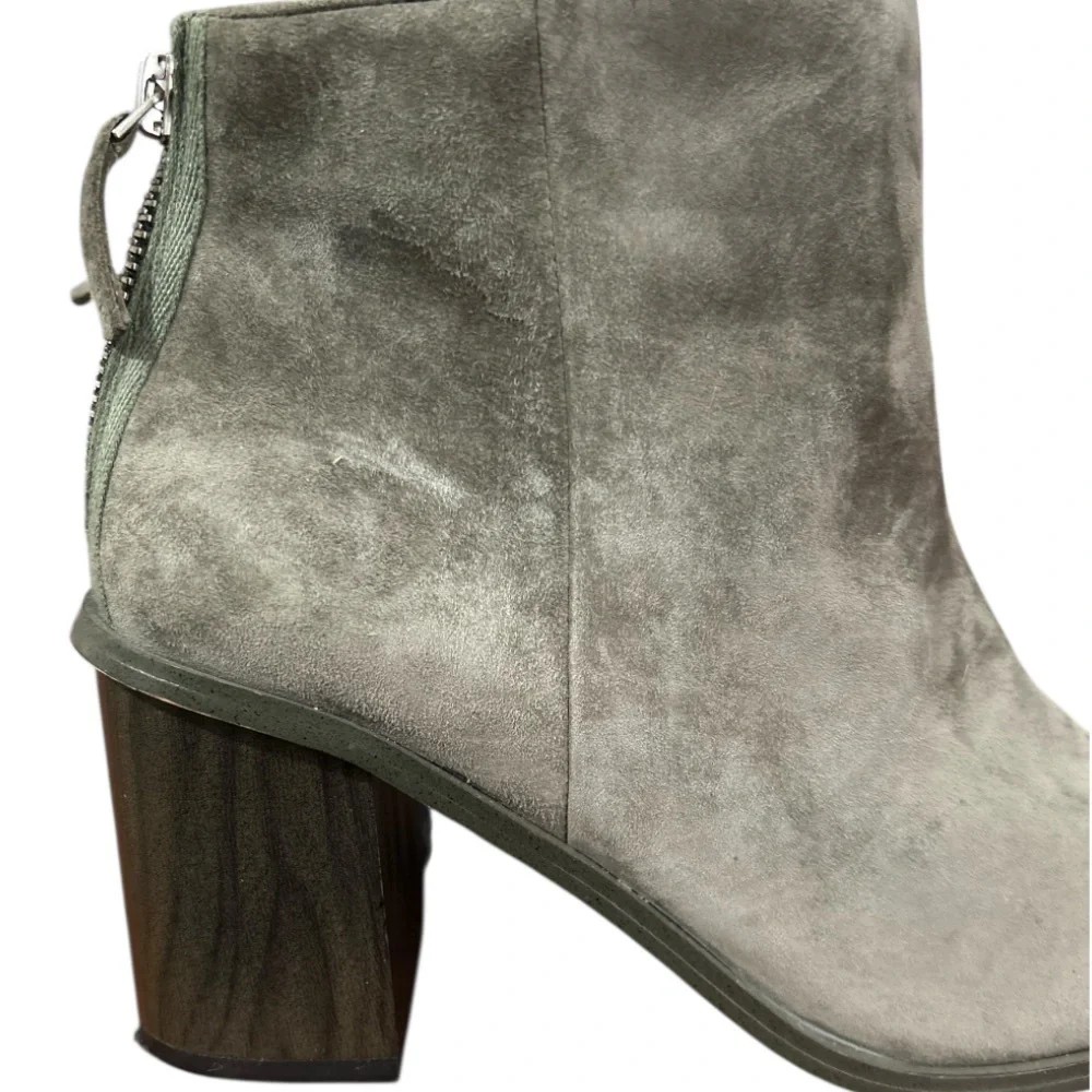 Splendid Suede Block Heel Ankle Boots Olive Green Sz 7.5